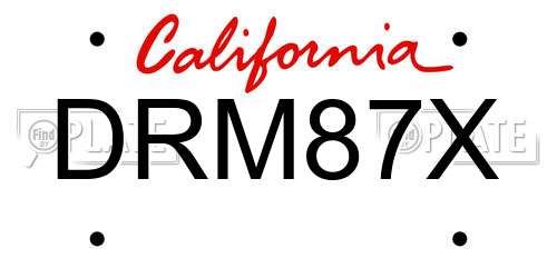 DRM87X California License Plate