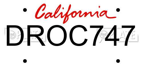 DROC747 California License Plate