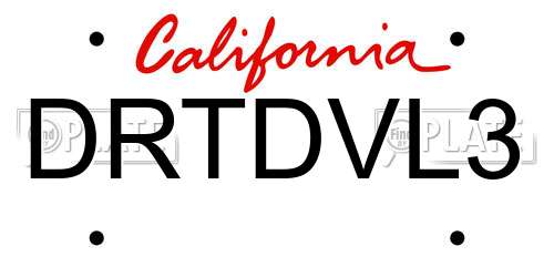 DRTDVL3 California License Plate