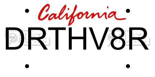 DRTHV8R California License Plate