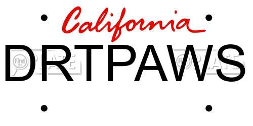 DRTPAWS California License Plate