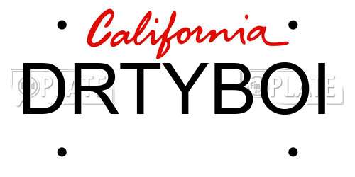 DRTYBOI California License Plate