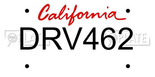 DRV462 California License Plate