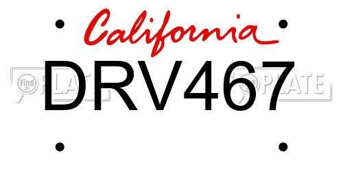 DRV467 California License Plate