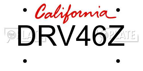 DRV46Z California License Plate