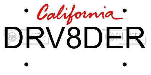 DRV8DER California License Plate