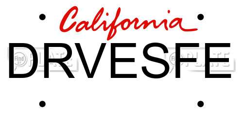 DRVESFE California License Plate
