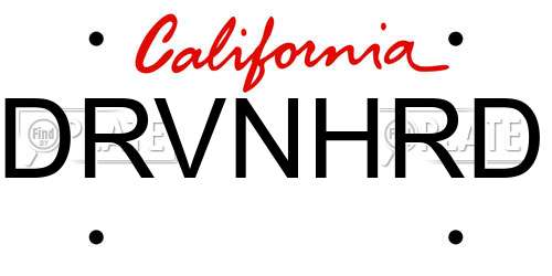 DRVNHRD California License Plate