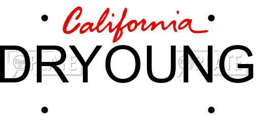 DRYOUNG California License Plate