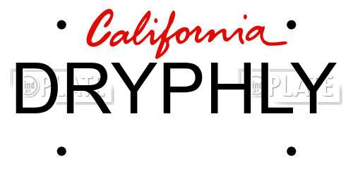DRYPHLY California License Plate