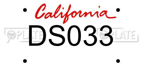 DS033 California License Plate