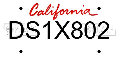 DS1X802 California License Plate