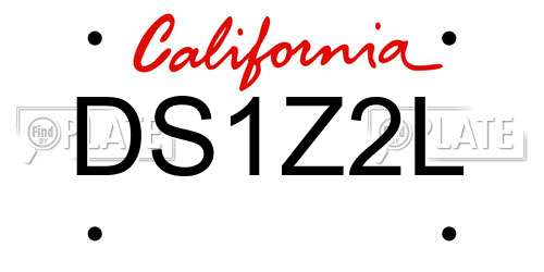 DS1Z2L California License Plate