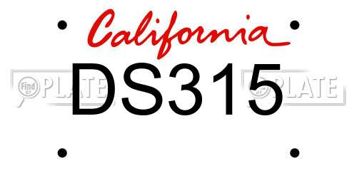 DS315 California License Plate