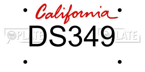 DS349 California License Plate