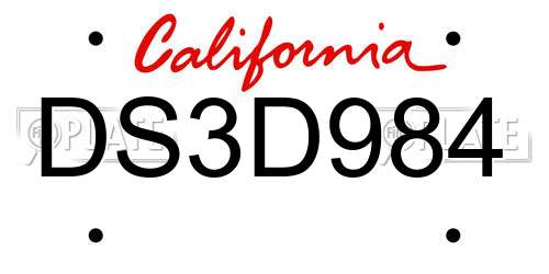 DS3D984 California License Plate