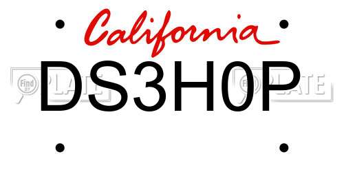 DS3H0P California License Plate