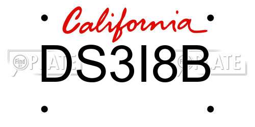 DS3I8B California License Plate