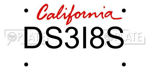 DS3I8S California License Plate