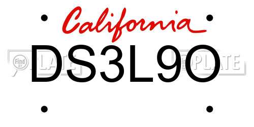 DS3L9O California License Plate