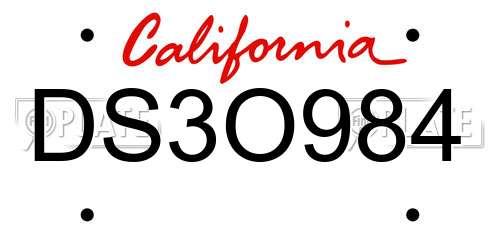 DS3O984 California License Plate
