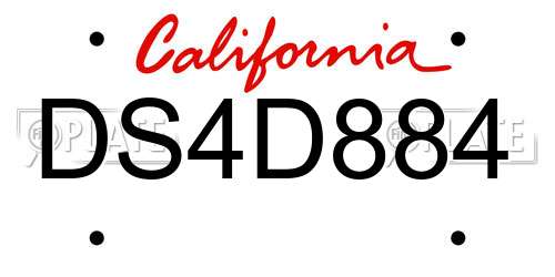 DS4D884 California License Plate