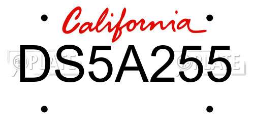 DS5A255 California License Plate