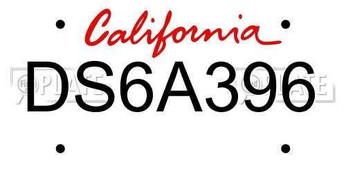 DS6A396 California License Plate
