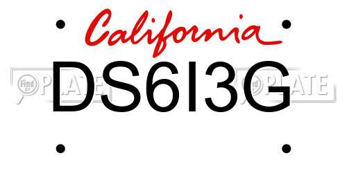 DS6I3G California License Plate