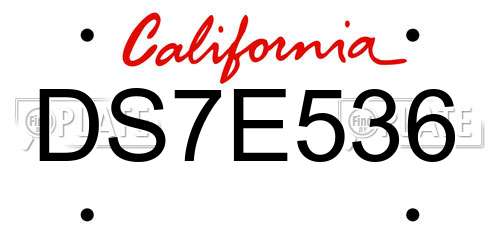 DS7E536 California License Plate