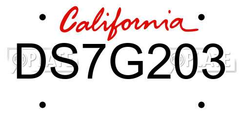 DS7G203 California License Plate