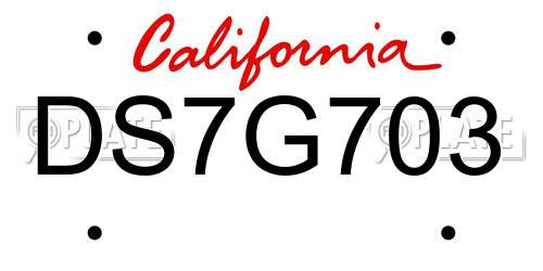 DS7G703 California License Plate