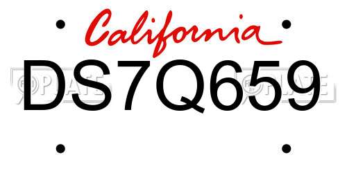 DS7Q659 California License Plate