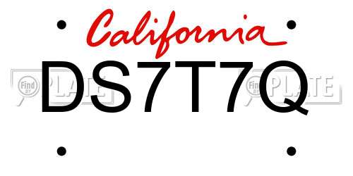 DS7T7Q California License Plate