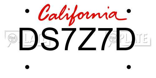 DS7Z7D California License Plate