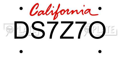 DS7Z7O California License Plate