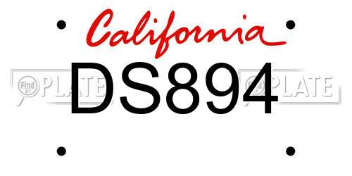 DS894 California License Plate