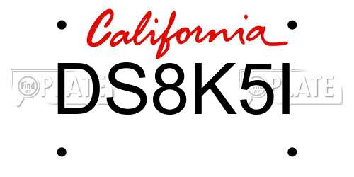DS8K5I California License Plate