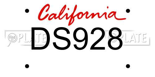 DS928 California License Plate
