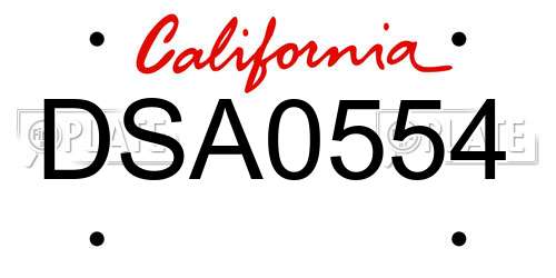 DSA0554 California License Plate