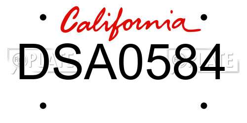 DSA0584 California License Plate