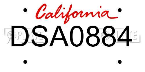 DSA0884 California License Plate