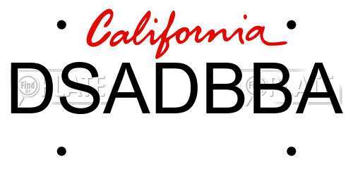 DSADBBA California License Plate