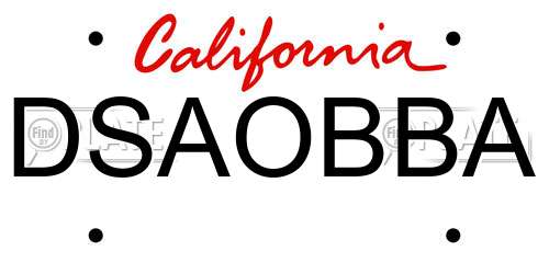 DSAOBBA California License Plate