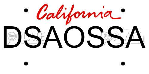 DSAOSSA California License Plate