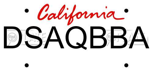 DSAQBBA California License Plate