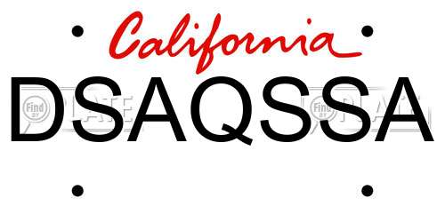 DSAQSSA California License Plate