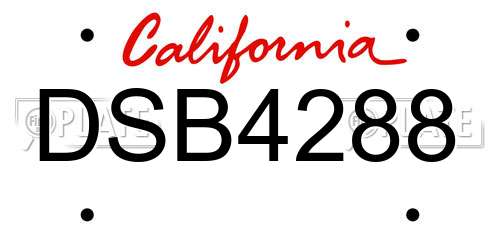 DSB4288 California License Plate