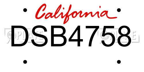 DSB4758 California License Plate