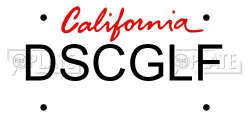 DSCGLF California License Plate